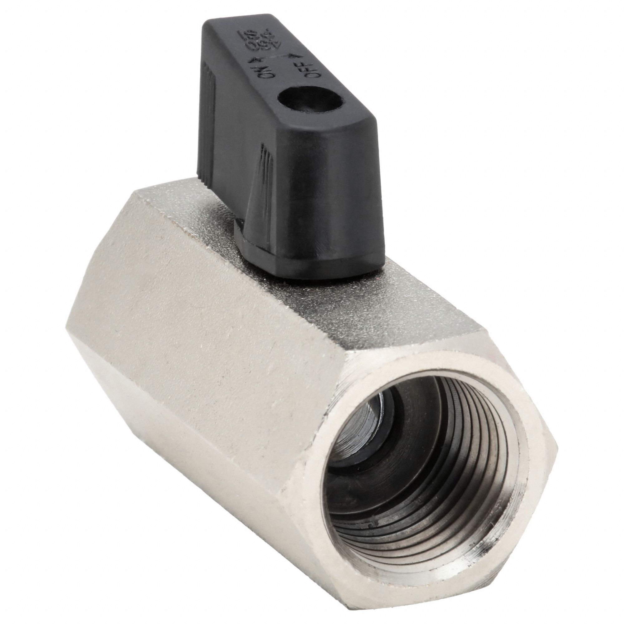 Manual Two-Way Ball Valve: 1/2 in, Nickel-Plated Brass, Straight, FNPT x FNPT, Wedge