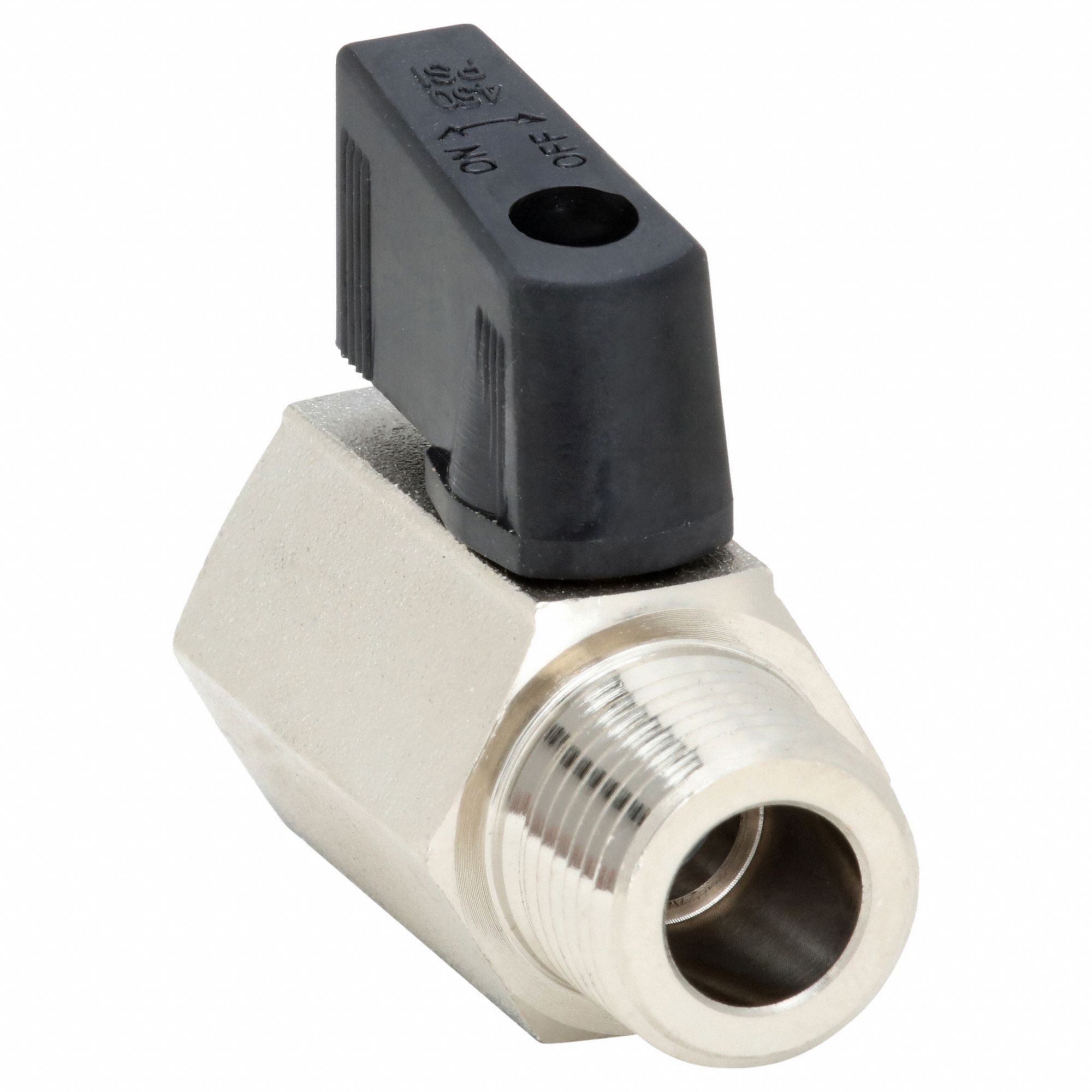 Manual Two-Way Ball Valve: 3/8 in, Nickel-Plated Brass, Straight, MNPT x FNPT, Wedge