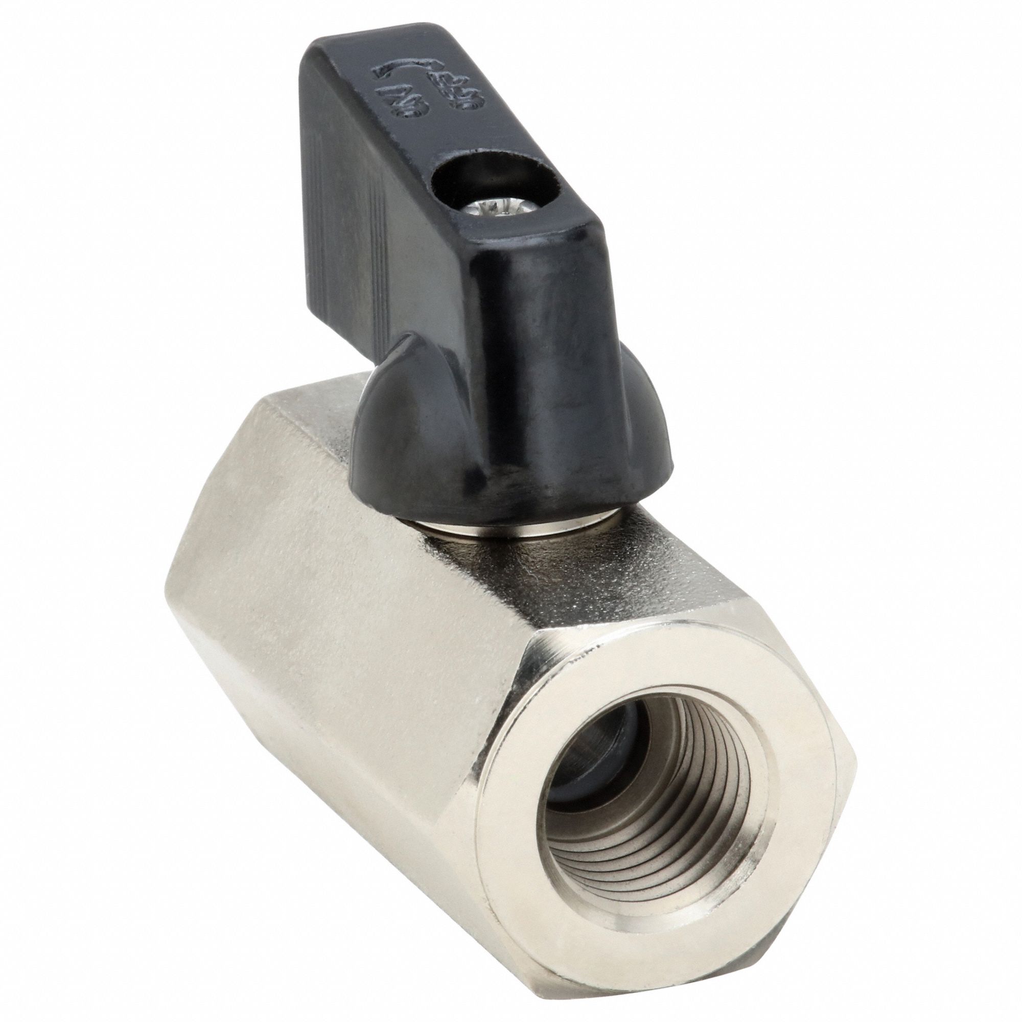 Manual Two-Way Ball Valve: 1/4 in, Nickel-Plated Brass, Straight, FNPT x FNPT, Wedge