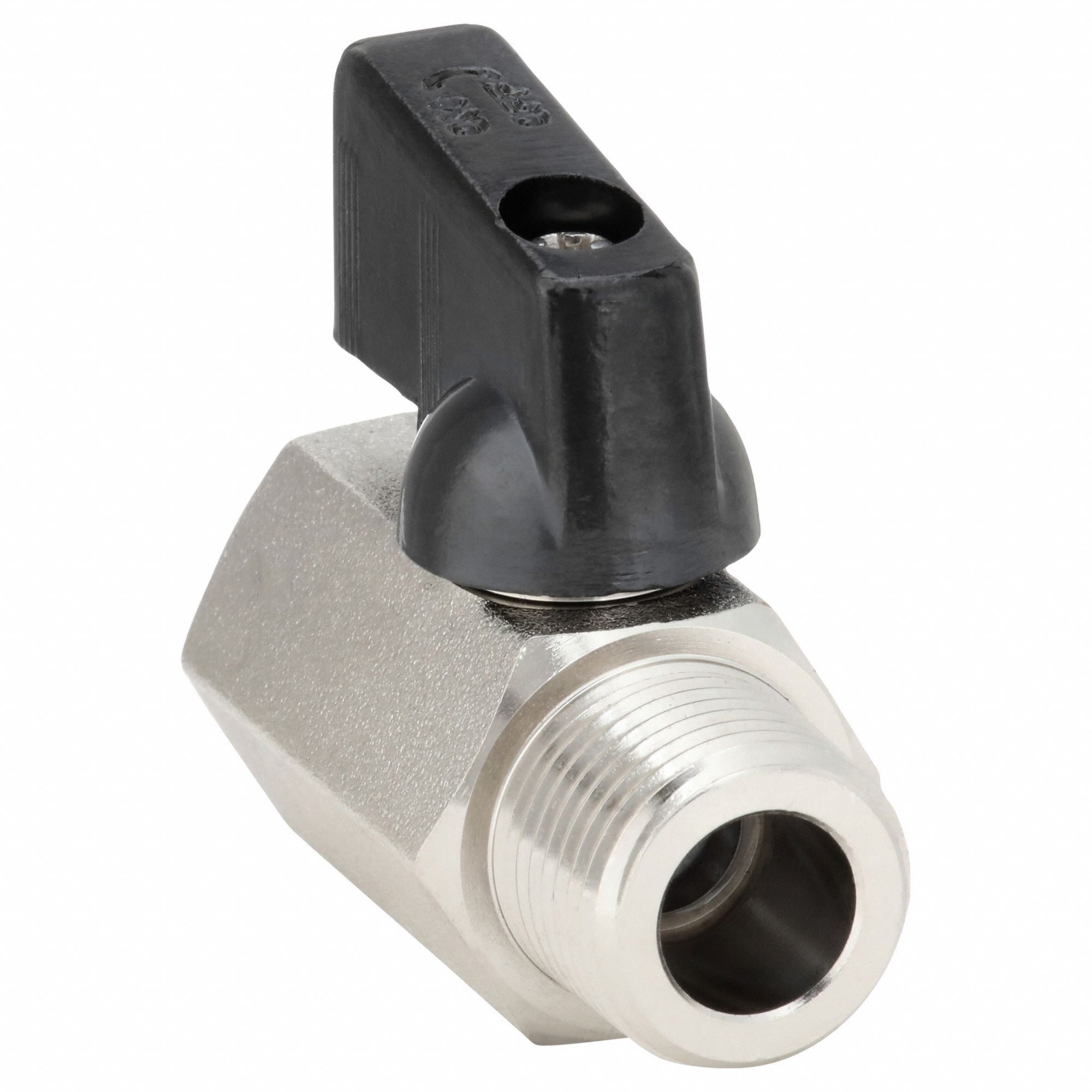 Manual Two-Way Ball Valve: 3/8 in, Nickel-Plated Brass, Straight, MNPT x FNPT, Wedge