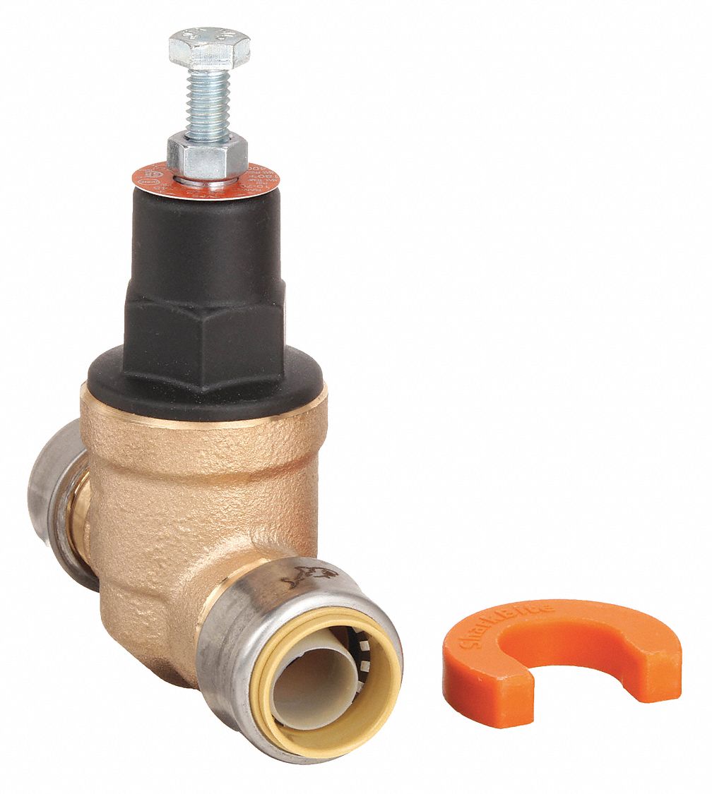 Pressure Reducing Valve: Push to Connect x Push-To-Connect, 3/4 in Pipe Size, Bronze