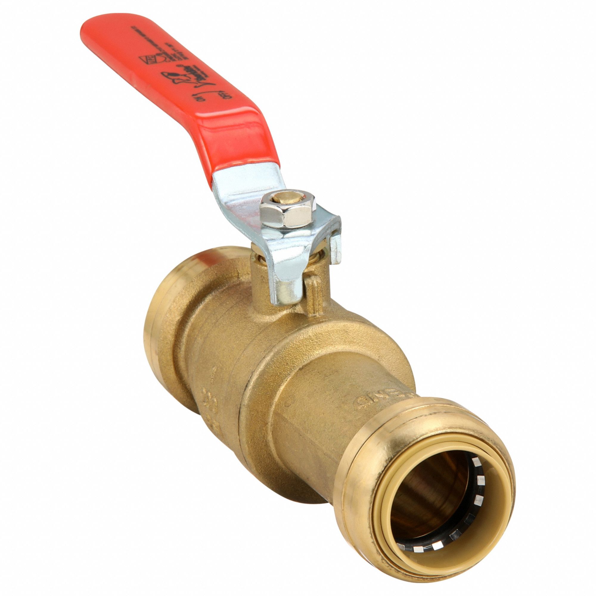 Manual 2-Way Ball Valve, Push, Brass