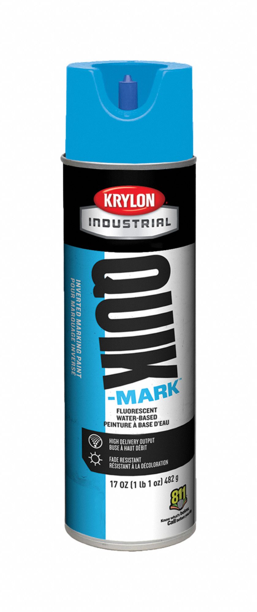 Krylon Quik-Mark 17 oz. Water-Based Inverted Marking Paint, Fluorescent Caution Blue