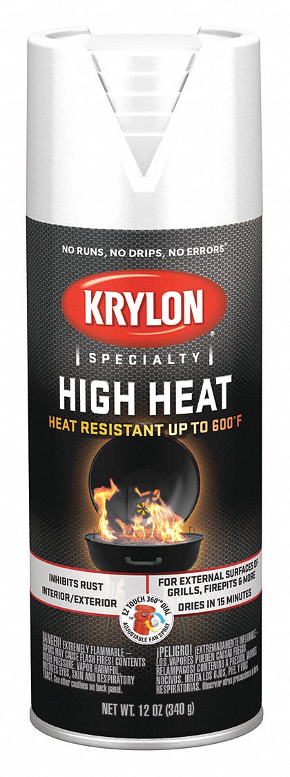 KRYLON High Heat Spray Paint in Flat White for Metal, 12 oz. - 38EM97 ...