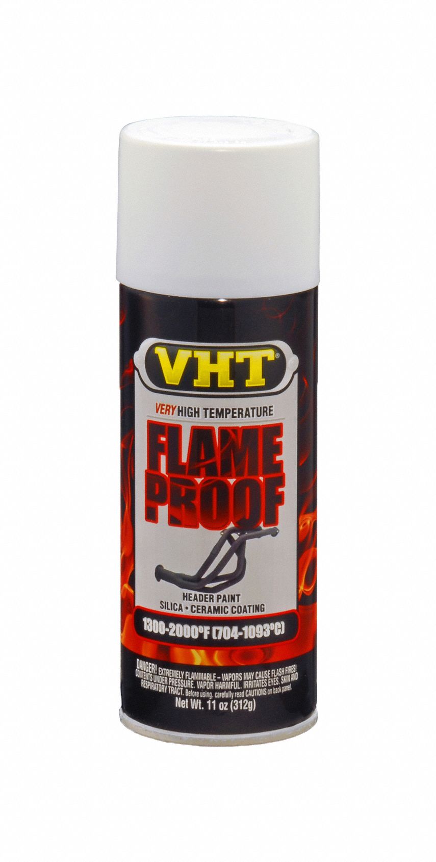 Flameproof Coating: Metal/Steel, Solvent, White, 11 oz Container, Flameproof, Heat Resistant