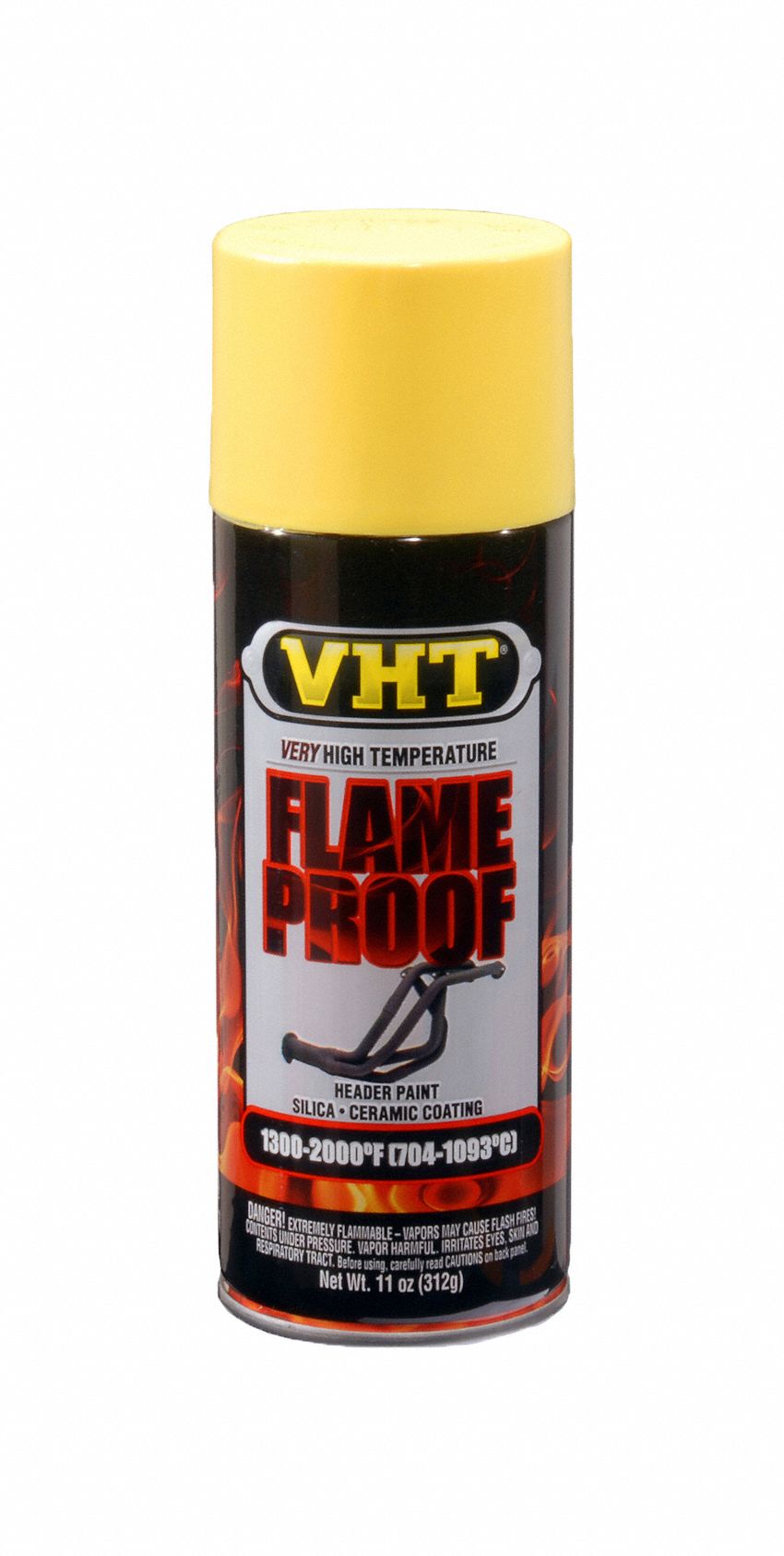 VHT Flameproof Coating Metal/Steel, Solvent, Yellow, 11 oz Container