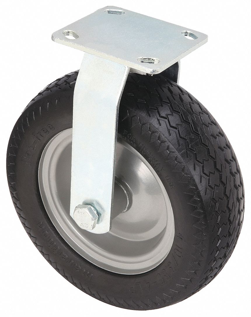 Plate Caster: Rigid, 10 in Wheel Dia., 3 1/4 in Wheel Wd, 11 7/8 in Mounting Ht, Slot, Ball