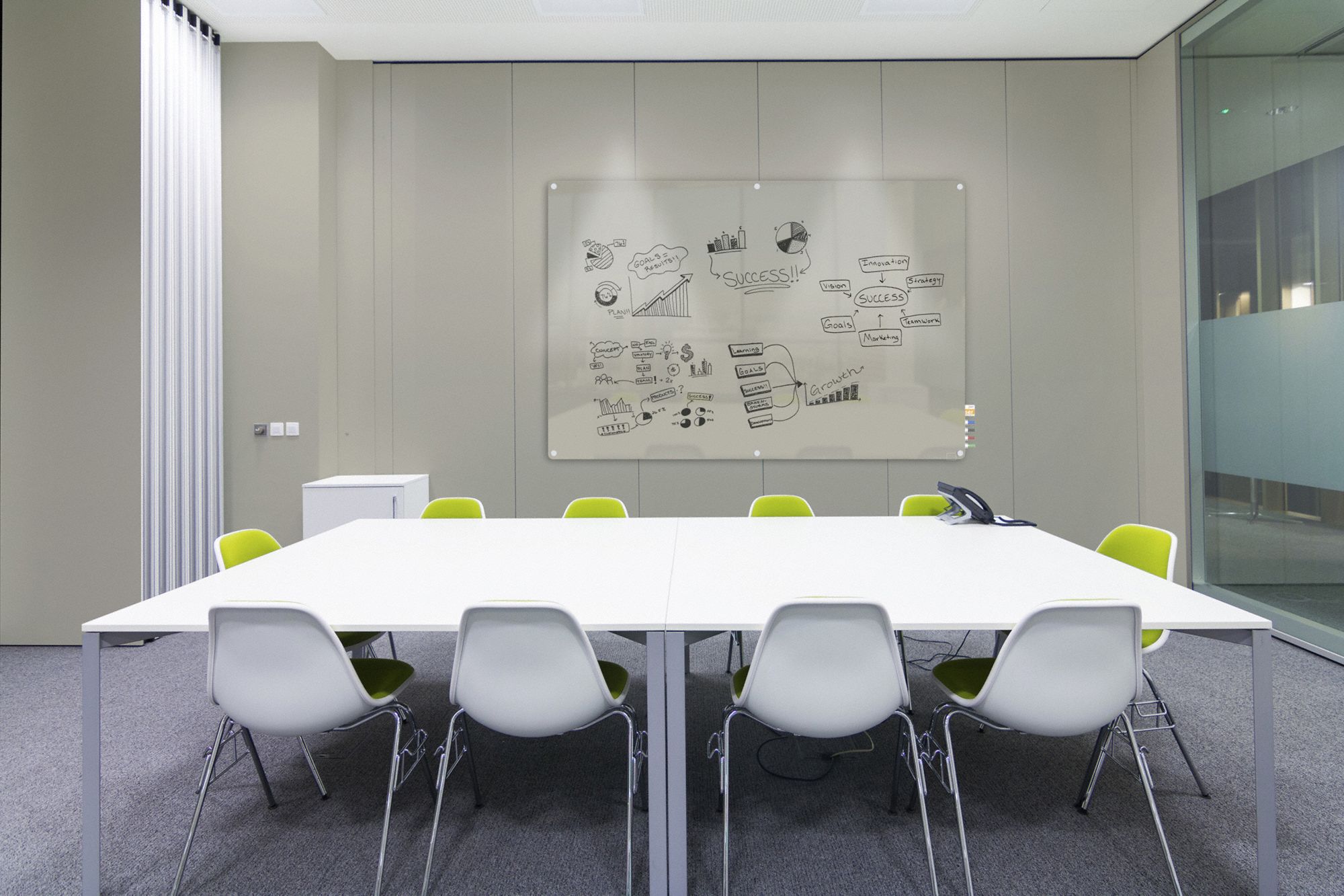 GHENT Dry Erase Board Wall Mounted, 48 in Dry Erase Ht, 96 in Dry