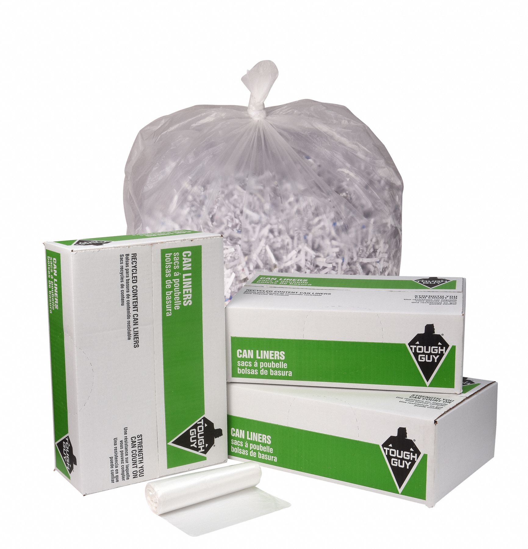 TOUGH GUY Recycled Plastic Trash Bags 12 to 16 gal Capacity, 24 in Wd