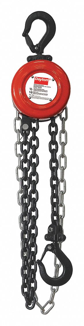 DAYTON Manual Chain Hoist,1000 lb.,Lift 10 ft. - 38EV02|38EV02 - Grainger