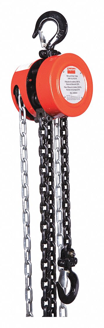 Manual Chain Hoist 1000 Lb Load Capacity 20 Ft Hoist Lift 25 32 Hook Opening