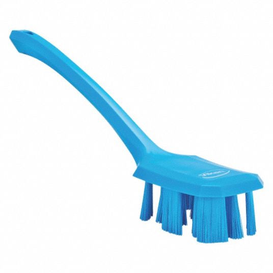 Vikan | Narrow Head Long Handle Stiff Cleaning Brush Blue