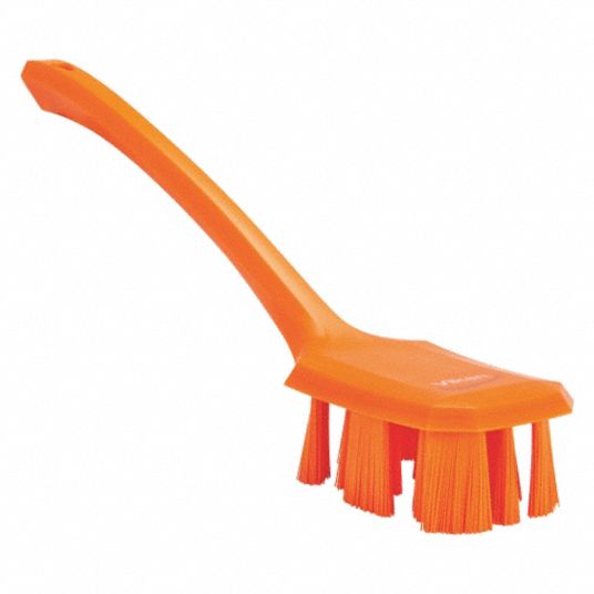 Vikan | Narrow Head Long Handle Stiff Cleaning Brush Orange