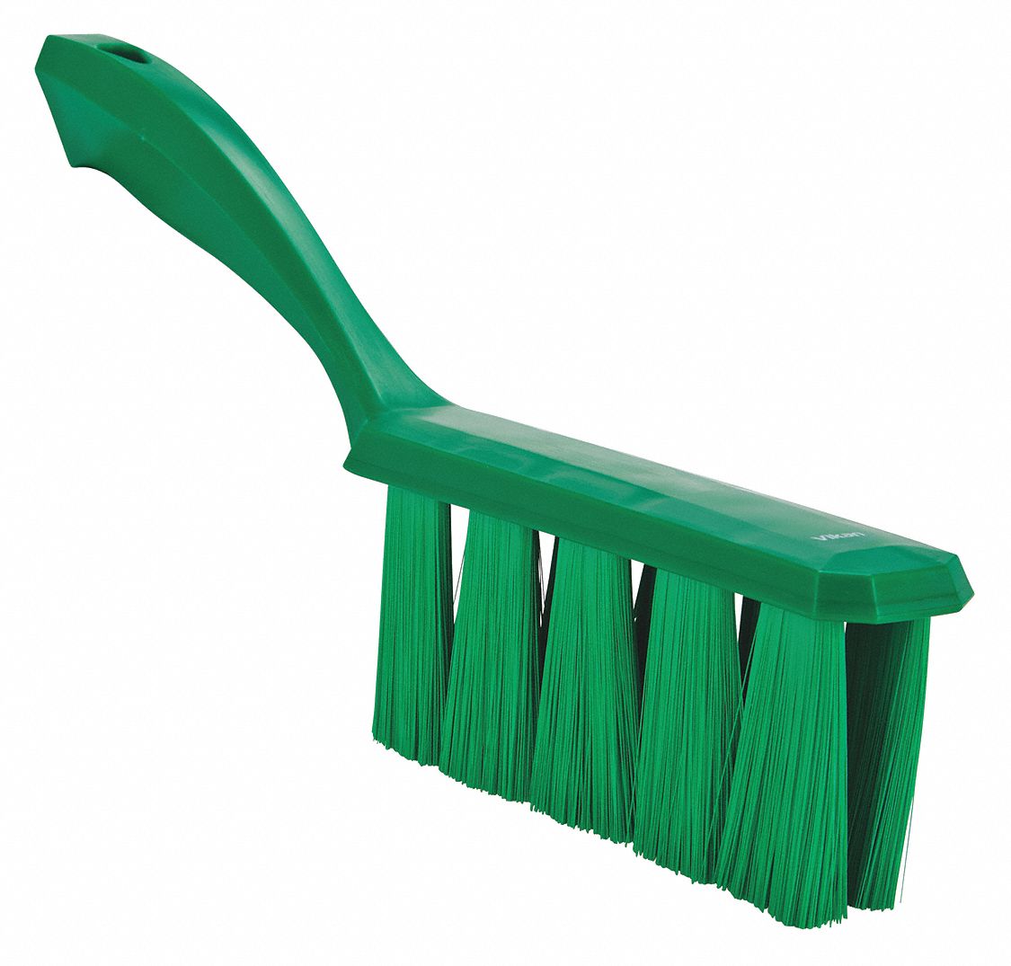 BENCH BRUSH, SOFT, POLYESTER BRISTLE, 7 IN HANDLE L, 6½ IN BRUSH L, GREEN