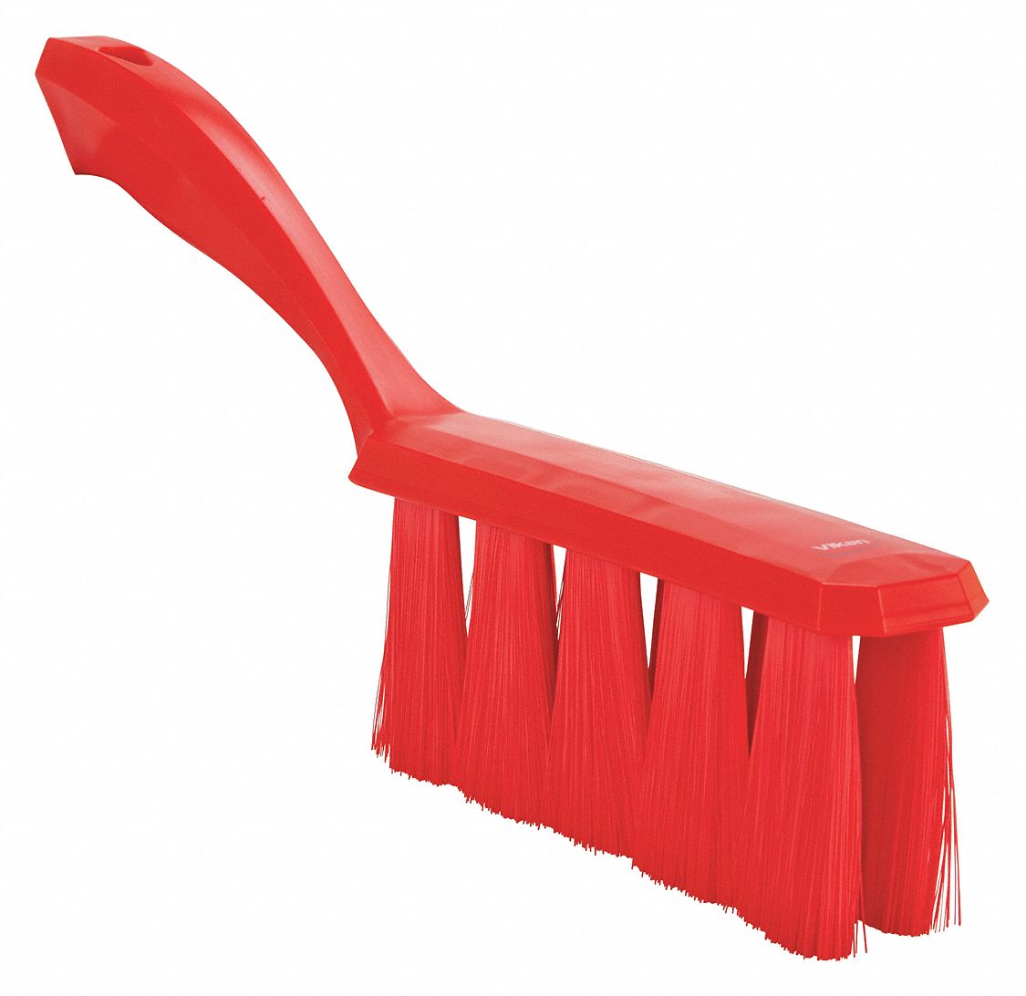 BENCH BRUSH, SOFT, POLYESTER BRISTLE, 7 IN HANDLE L, 6½ IN BRUSH L, RED