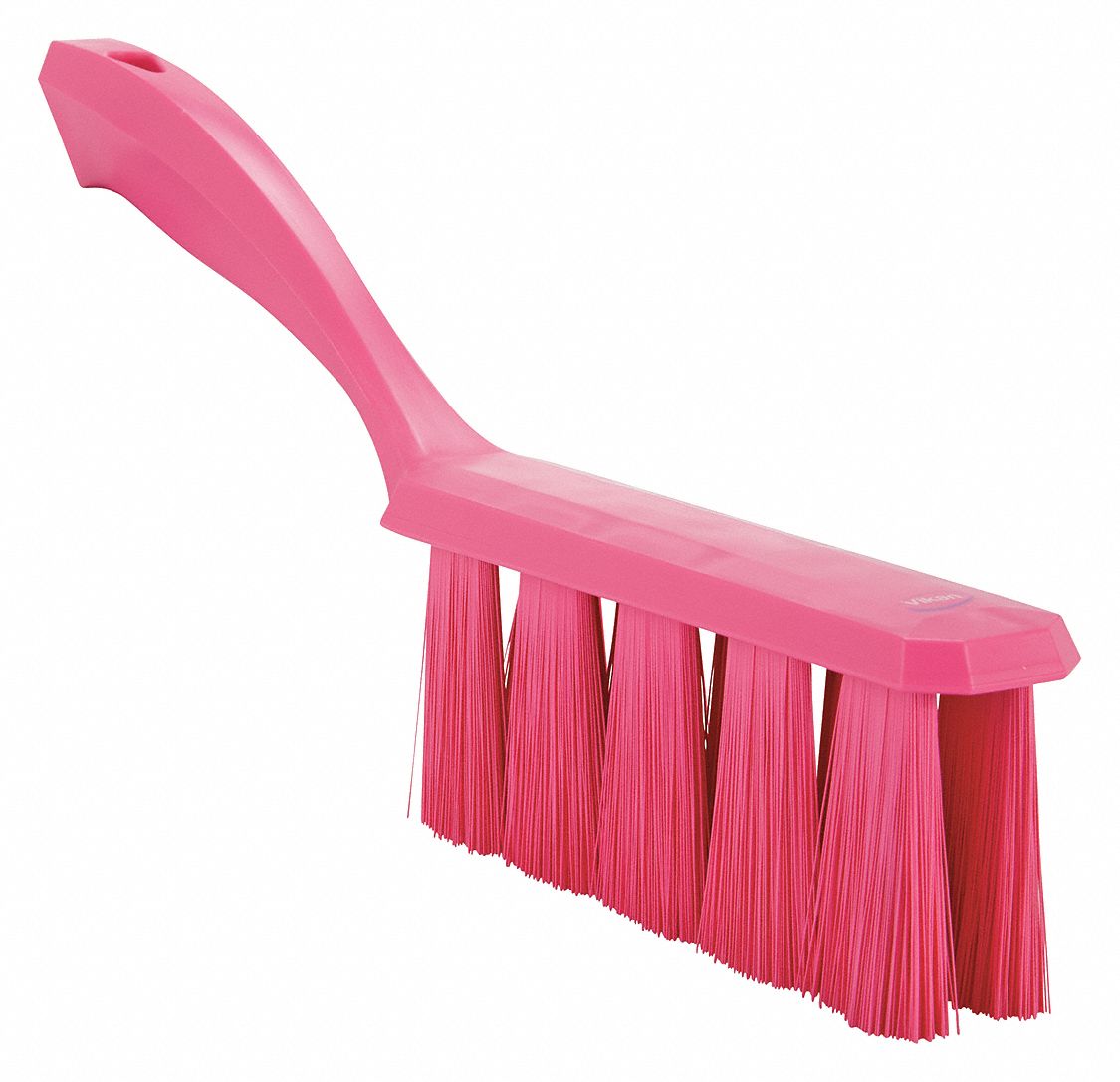 BENCH BRUSH, MEDIUM, POLYESTER BRISTLE, 7 IN HANDLE L, 6½ IN BRUSH L, PINK