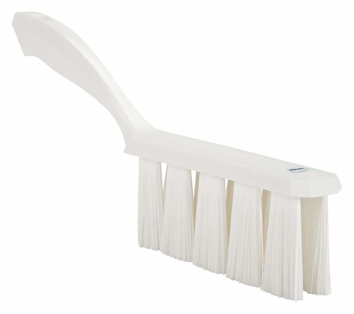 BENCH BRUSH, MEDIUM, POLYESTER BRISTLE, 7 IN HANDLE L, 6½ IN BRUSH L, WHITE