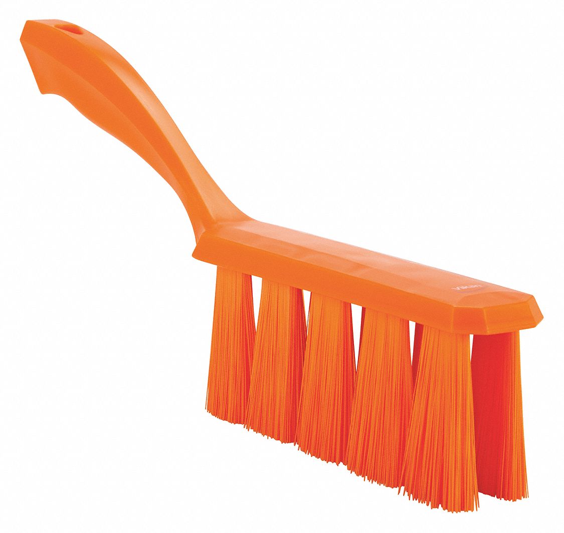 VIKAN 13 inL Polyester Short Handle Bench Brush, Orange 38EV4545857