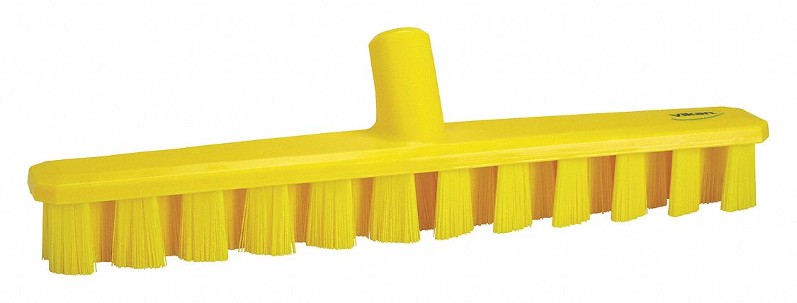 DECK BRUSH HEAD, STIFF, POLYESTER, 15¼ IN BRUSH L, 1⅞ IN HEAD W, YELLOW