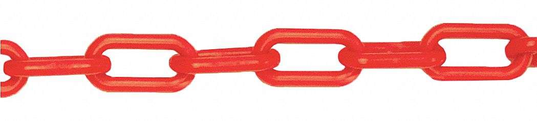 PLASTIC CHAIN,2 IN. X 100 FT. L,ORANGE