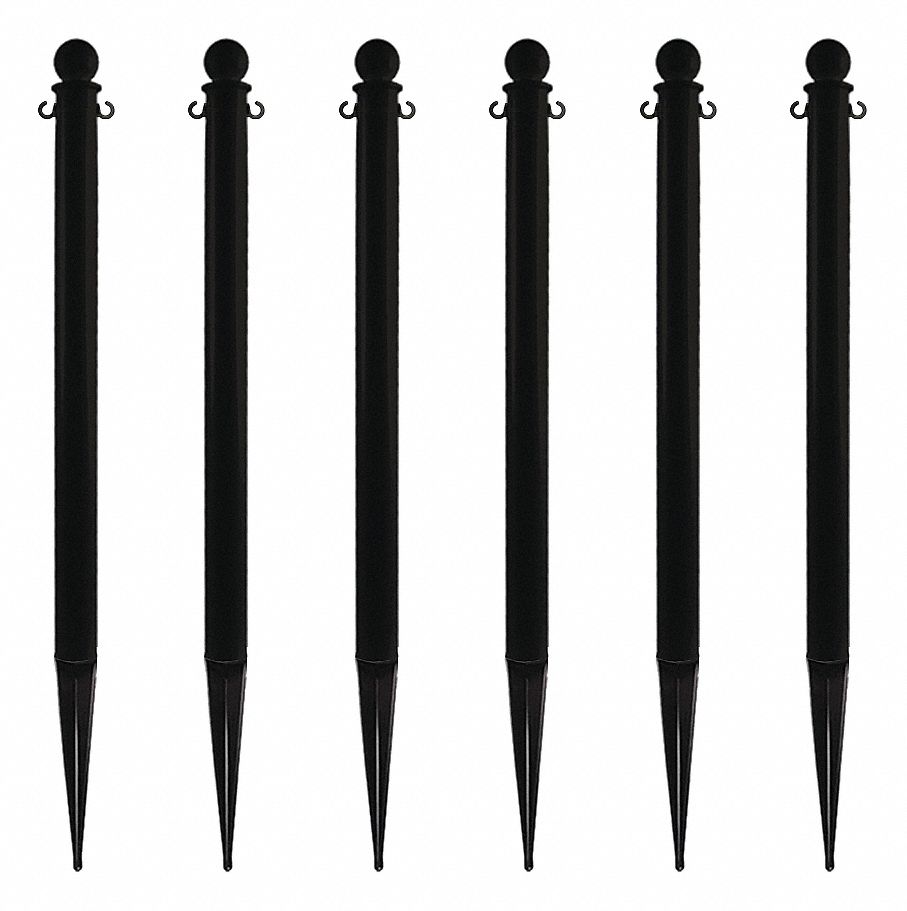 GROUND POST,BLACK,35INH,POLYETHYLENE,PK6