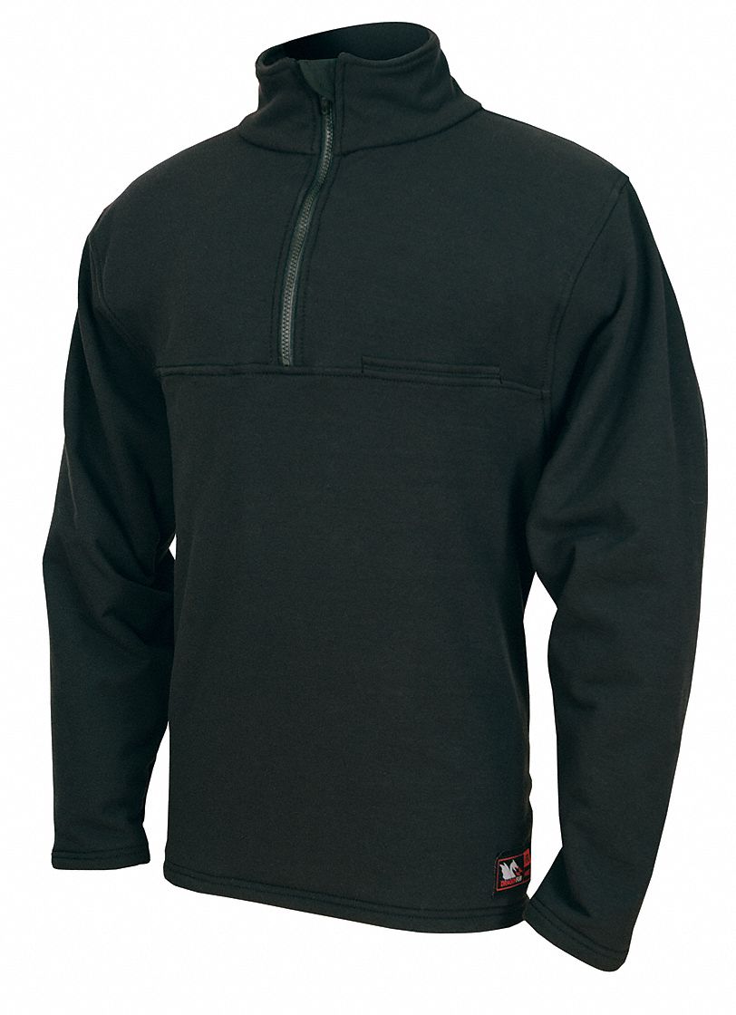 FLAME-RESISTANT MOCK TURTLENECK SWEATSHIRT, 9.1 CAL/SQ CM ATPV, XL, BLACK