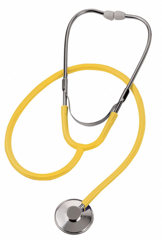 Nurse Stethoscope, Single Head, 30" Length, Adult, Yellow, Disposable