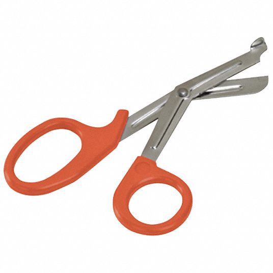MABIS Medical Shears, Overall Length 7 1/2 in, Color Orange, Blade End