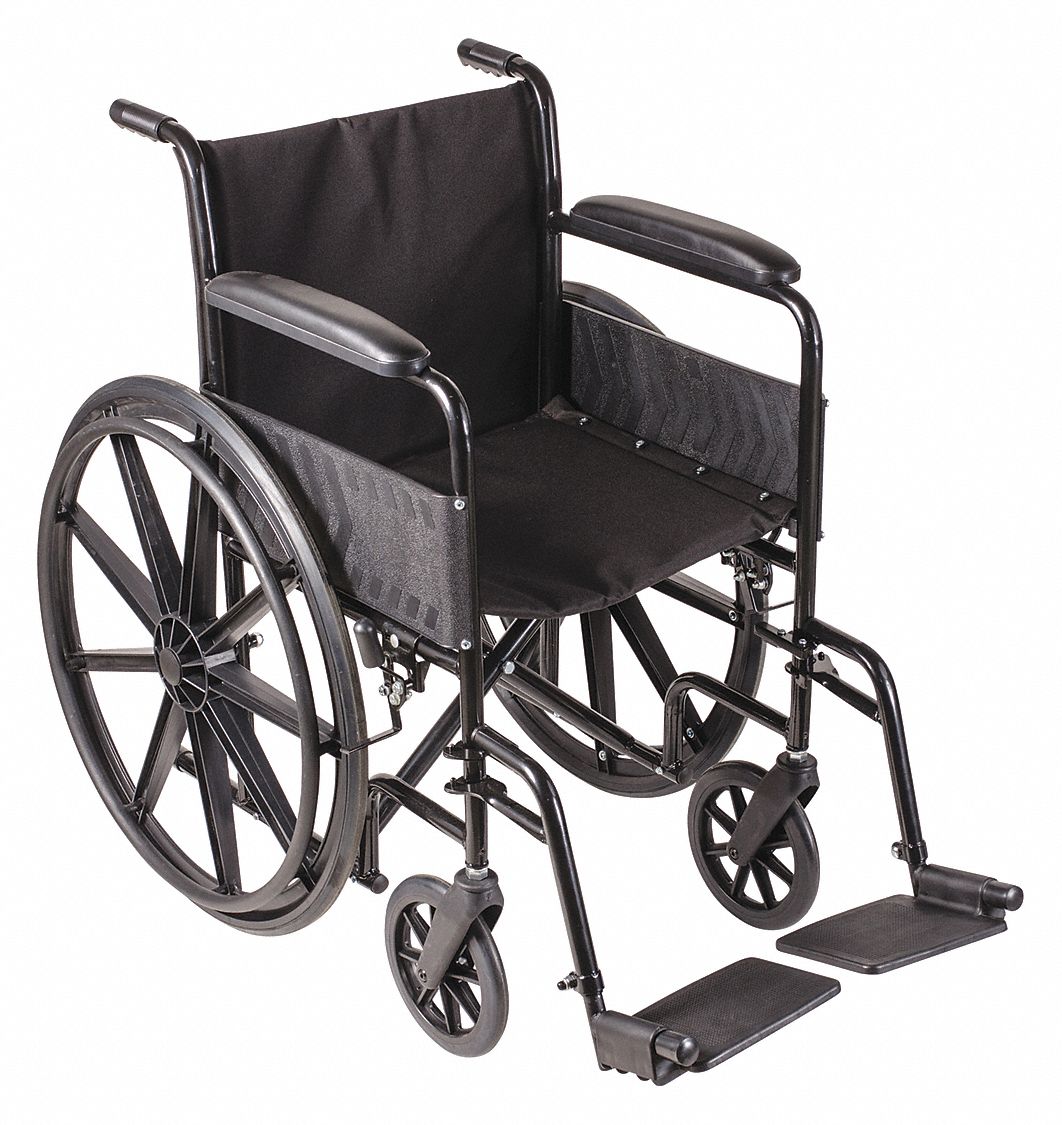 DMI Dmi 503-0658-0200 Dmi Wheelchair: 18 in Seat Wd, 16 in Seat Dp, 250 ...