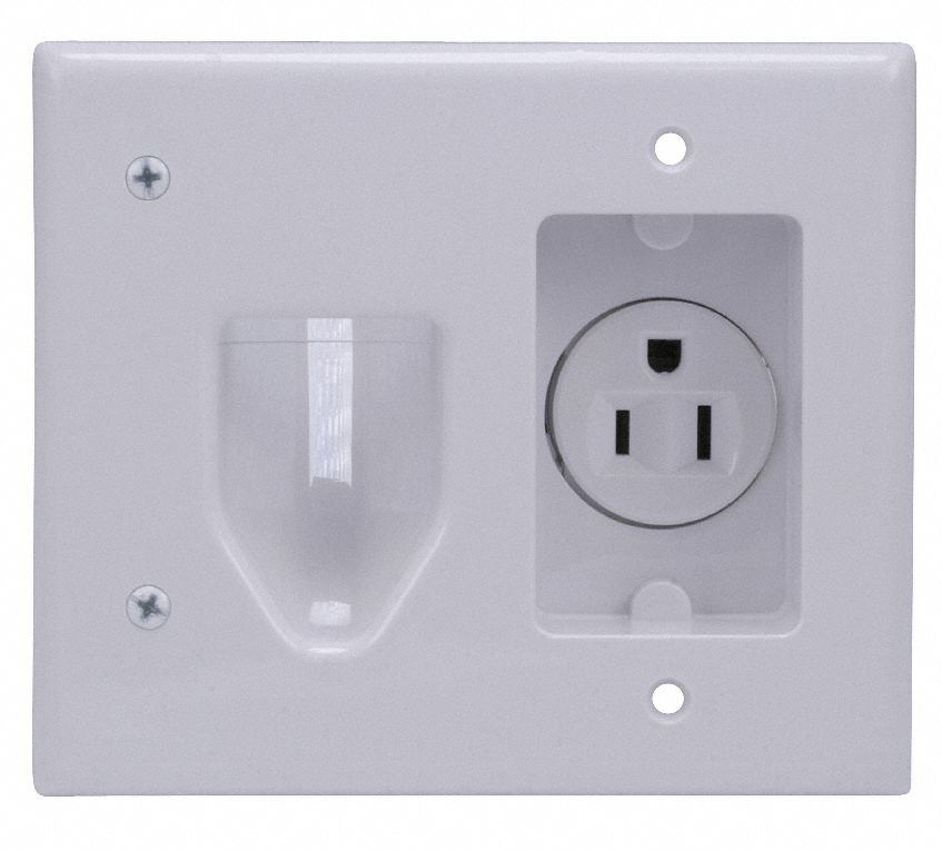 Wall Plate,  Recessed Power, White