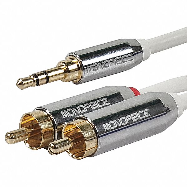 MONOPRICE 3 ft Stereo Audio Audio Adapter Cable, White; For Use With