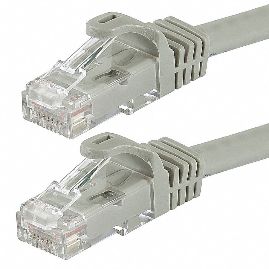 Voice and Data Patch Cord: Unshielded, Cat 6, 5 ft Overall Lg, PVC, Round, 24 AWG, Gray