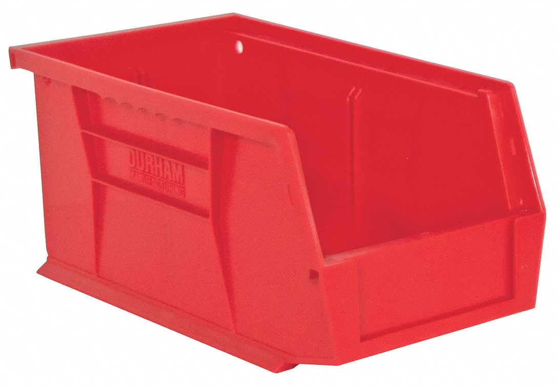 HANG AND STACK BIN, 6 IN X 5 IN, RED, 30 LB CAPACITY