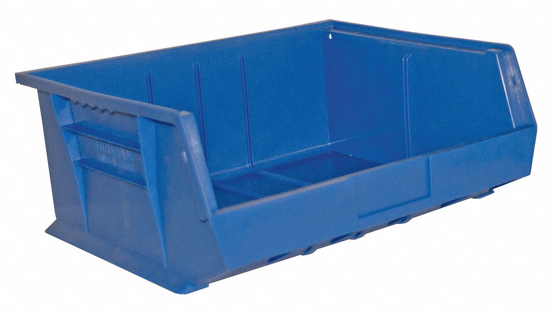 HANG AND STACK BIN, 16 IN X 7 IN, BLUE, 75 LB CAPACITY