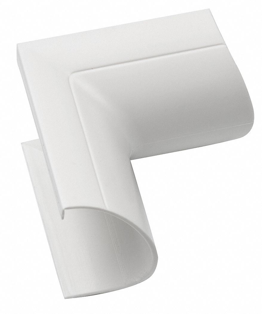 90 Degree Internal Elbow: 1 1/4 in Wd, 1/2 in Ht, Plastic, White