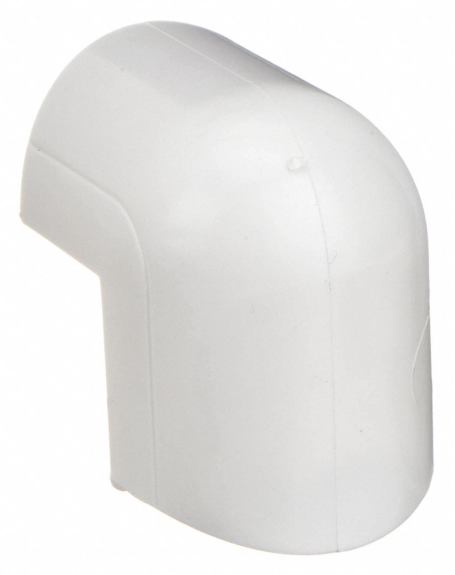 90 Degree External Elbow: 1 1/4 in Wd, 1/2 in Ht, Plastic, White
