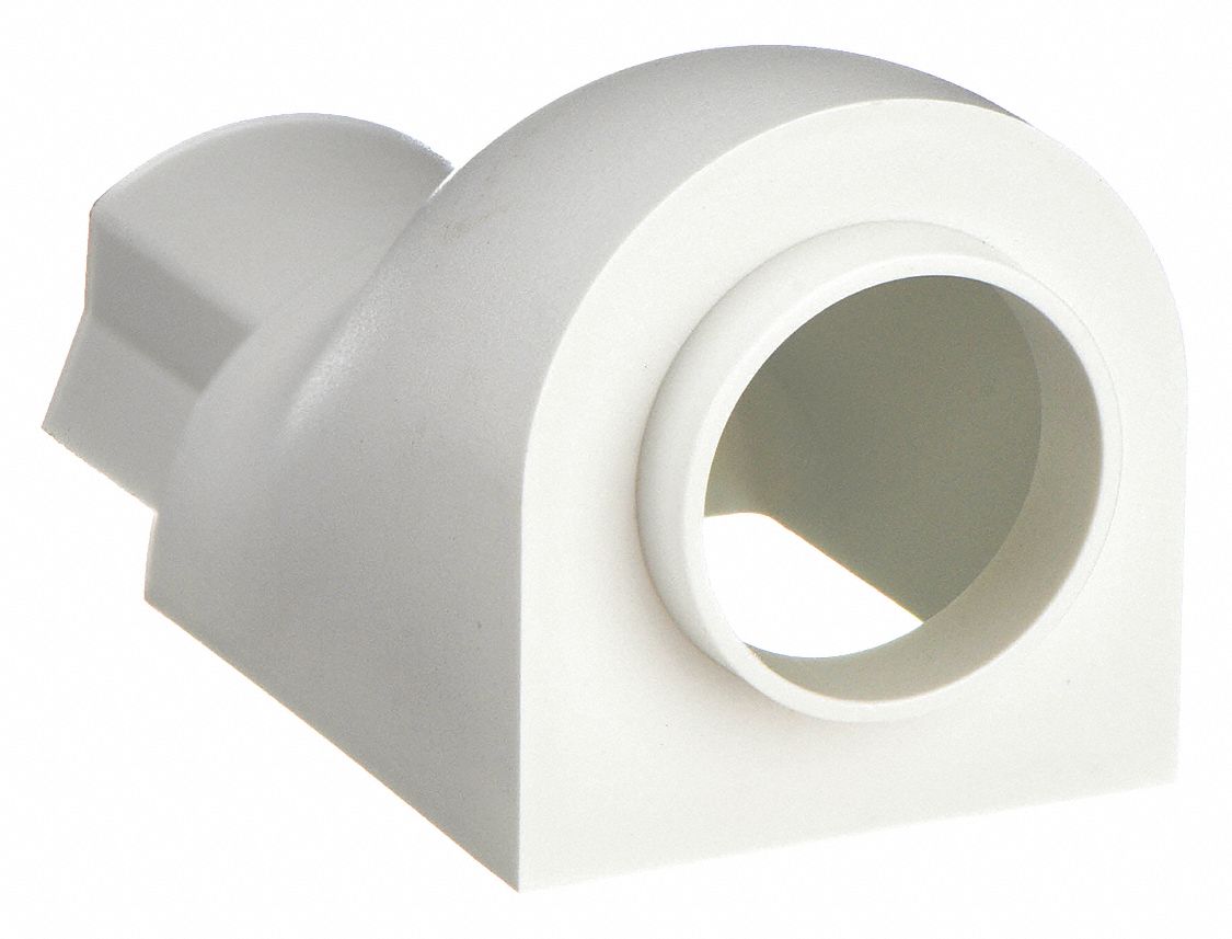 Entrance End: 1 1/4 in Wd, 1/2 in Ht, Plastic, White