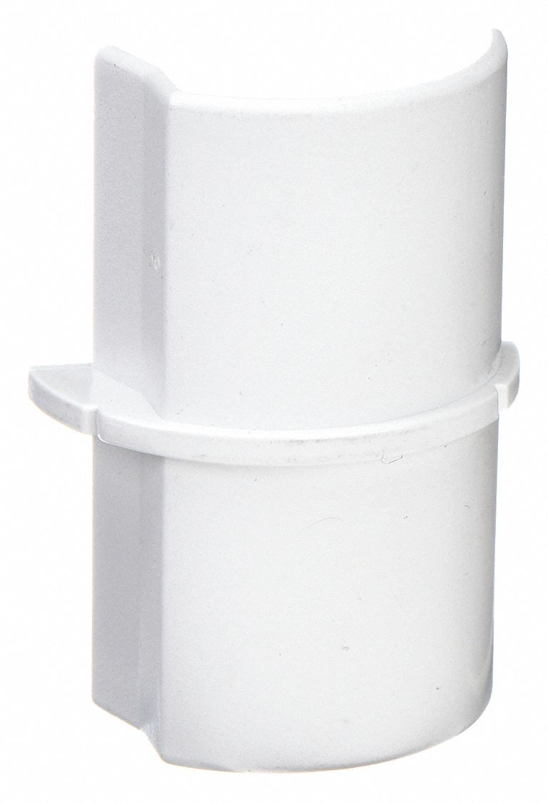 Coupling: 1 1/4 in Wd, 1/2 in Ht, Plastic, White
