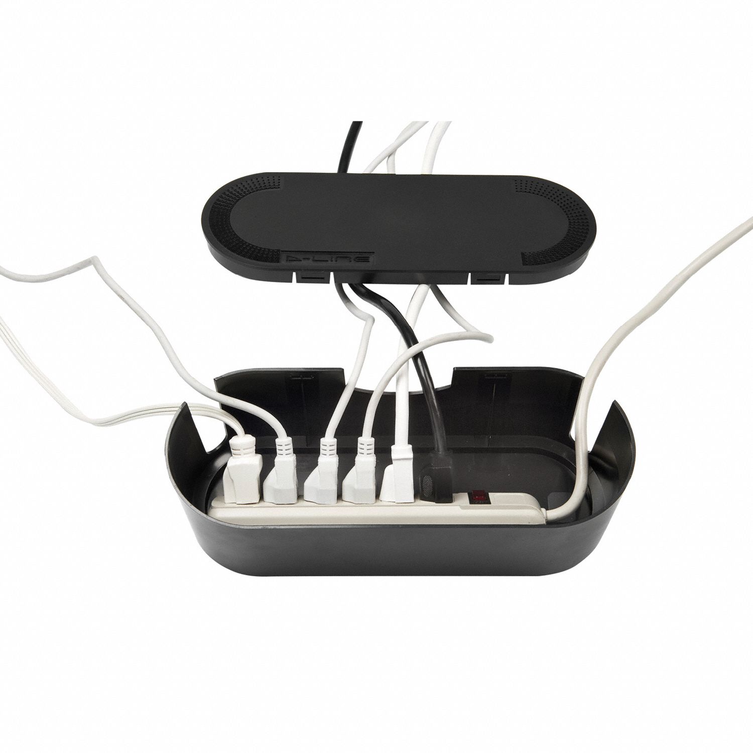 DLINE Cable Management Box, Black 38G187 US/CTUSMLB/SW/GR Grainger