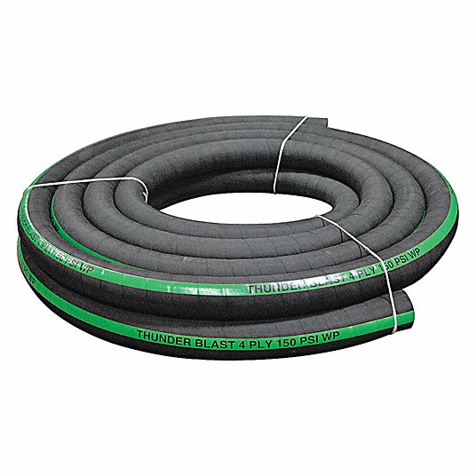 Blast Hose: Hoses, 1-1/2 in x 50 ft, Synthetic and Natural Elastomers