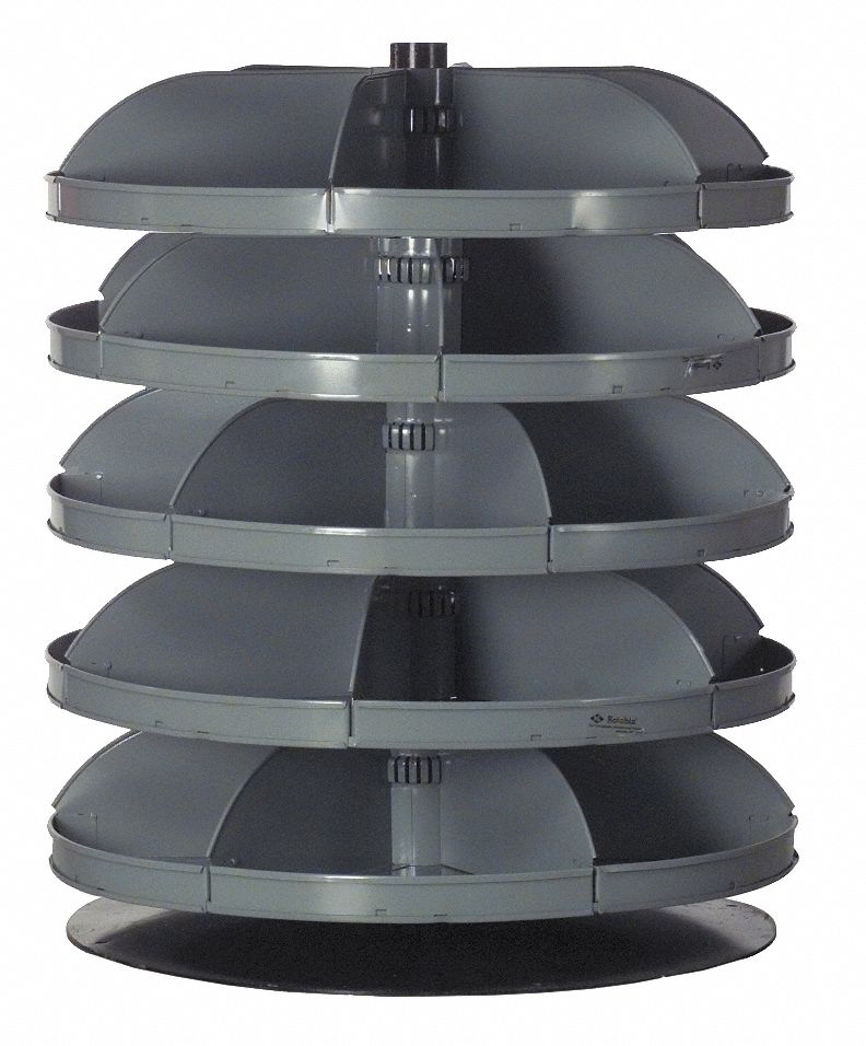 DURHAM MFG 34 1/8 in Cold Rolled Steel Revolving Storage Bin, Gray