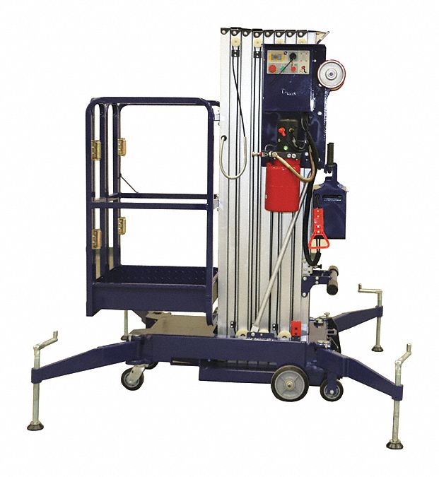 Mobile Personnel Lift: Battery, Push-Around, 30 ft Elevated Platform Ht, 27 in x 24 in