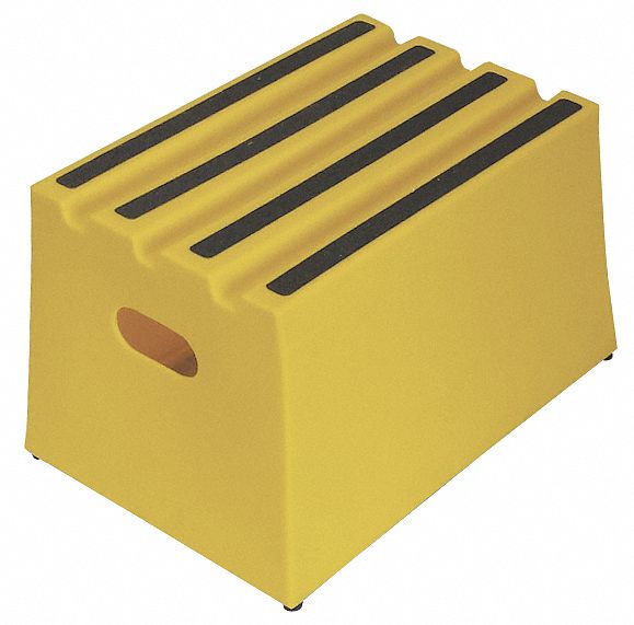 Box Step: 1 Steps, 11 1/2 in Top Step Ht, 19 1/2 in Bottom Wd, 500 lb Load Capacity, Yellow