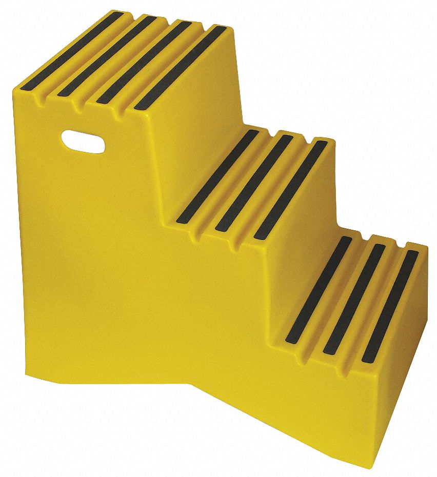 Box Step: 3 Steps, 29 1/4 in Top Step Ht, 21 in Bottom Wd, 500 lb Load Capacity, Yellow