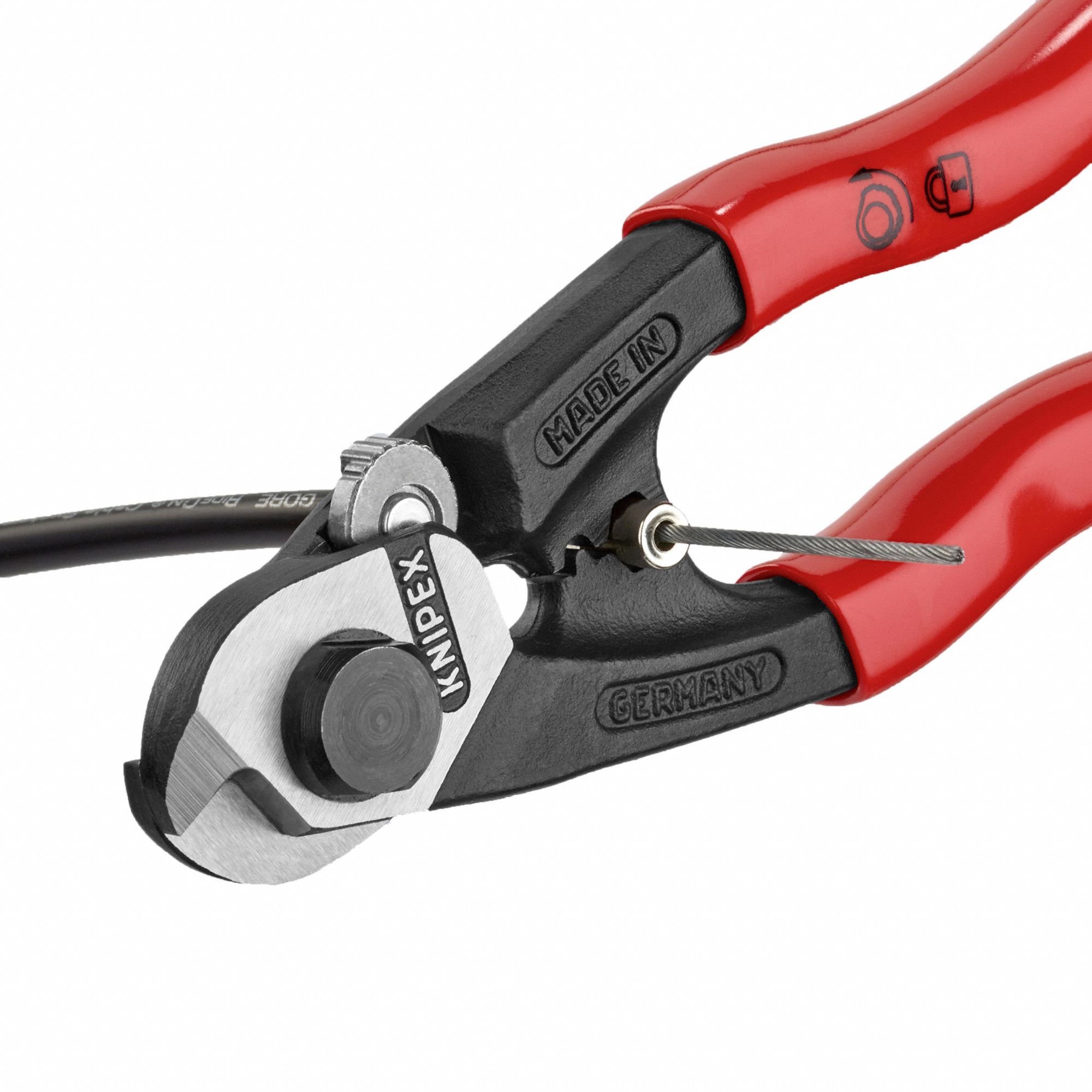 KNIPEX Wire Rope Cutter, Plastic, 7 1/2 in Overall Length, Shear