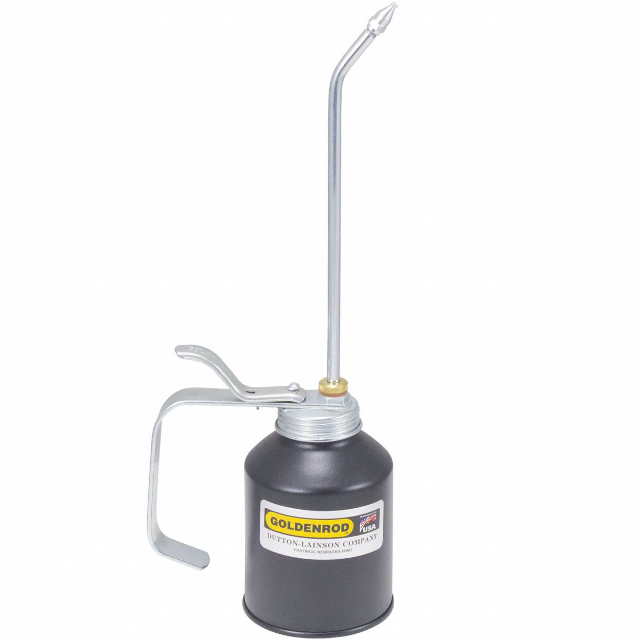 Oiler: Lever Operator, 12 fl oz Overall Capacity, Rigid, 8 in Spout Lg, 4 1/2 in Can Ht