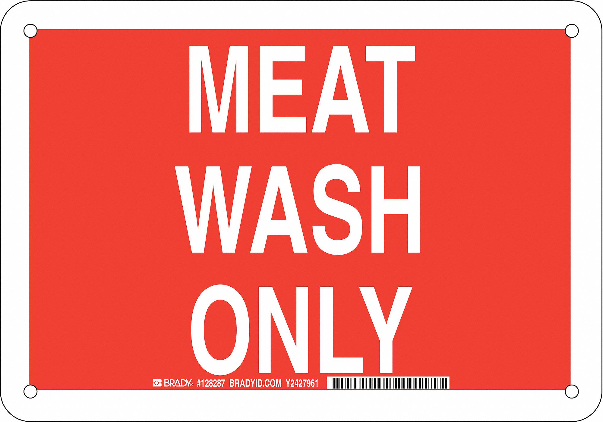 Facility Sign, Plastic, 7 x 10 in, Wht/Red