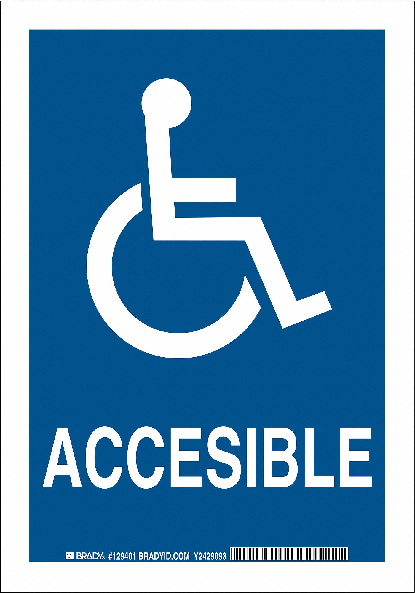 Facility Restroom Sign, Poly, 10x7, Wht/Blu