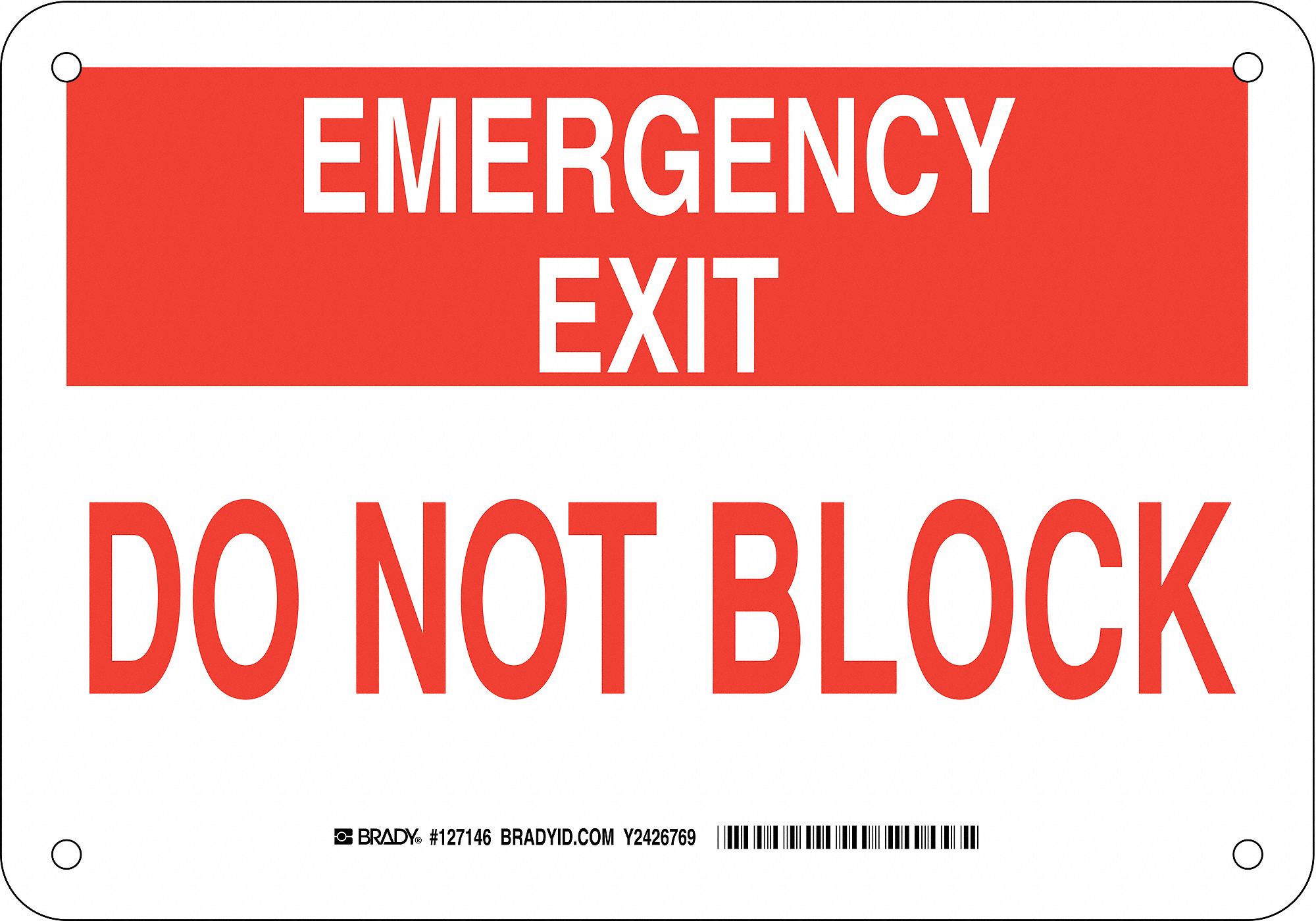 Emergency Exit Sign, 7" x 10", Aluminum