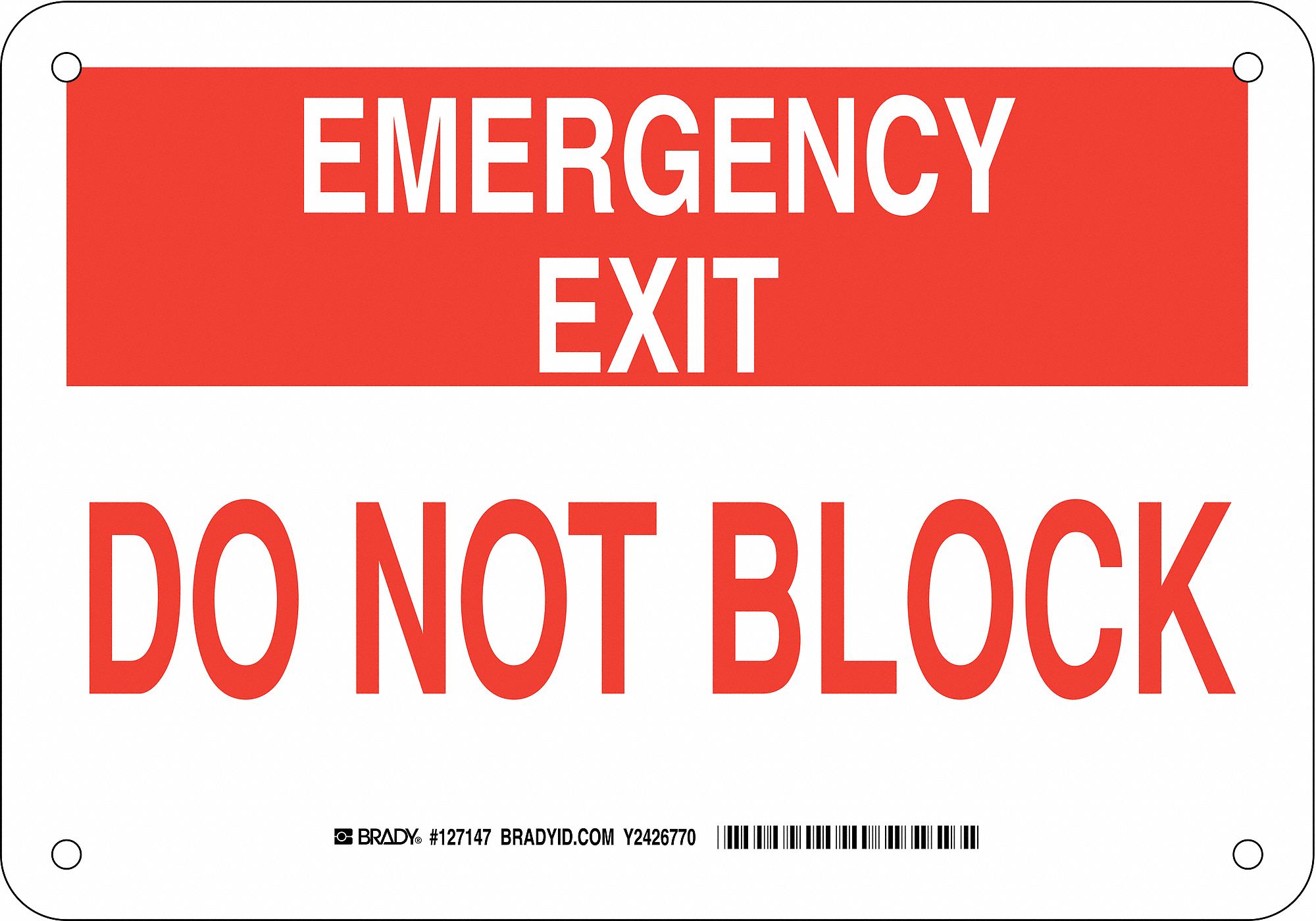 Emergency Exit Sign, 7" x 10", Plastic